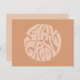 Bleibe Groovy Retro Beige Postkarte