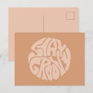 Bleibe Groovy Retro Beige Postkarte