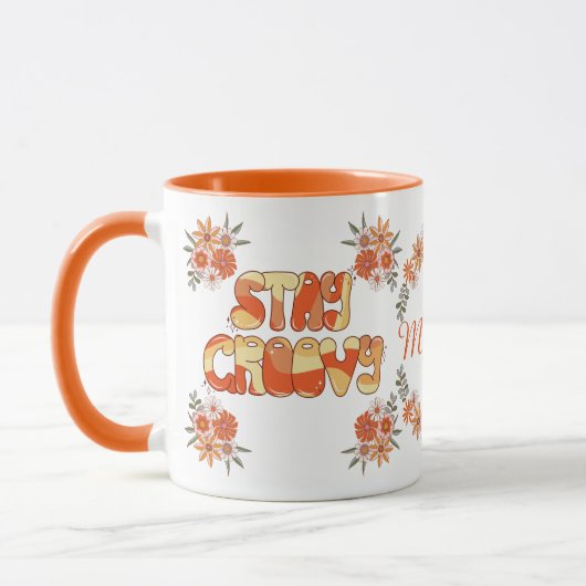 Bleibe Groovy Retro Boho Blume duftendes Blumendes Tasse (Links)