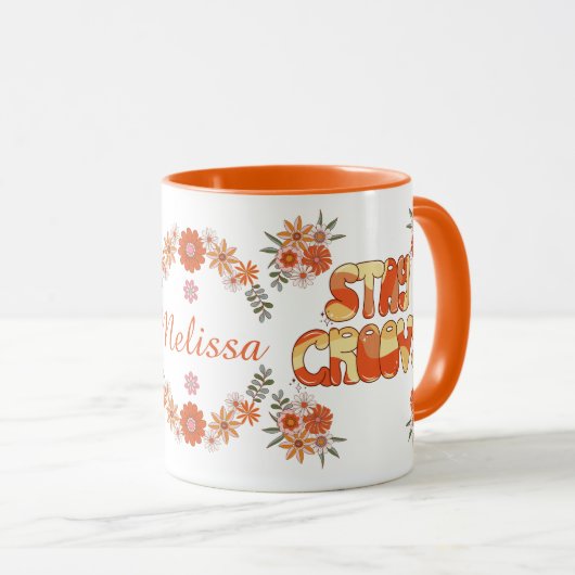 Bleibe Groovy Retro Boho Blume duftendes Blumendes Tasse (VorderseiteRechts)
