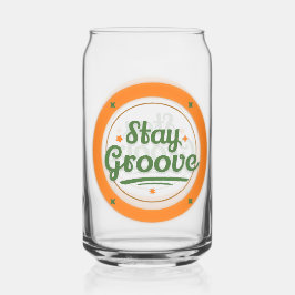 "Bleibe Groovy" Retro Design Trinkglas Dosenglas