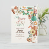 Bleibe Groovy Retro Geburtstagsparty Einladung (Stehend Vorderseite)