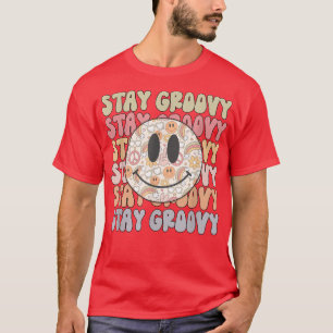Bleibe Groovy Retro Happy Face Piece Hippie Boho R T-Shirt