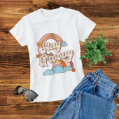 Bleibe Groovy Retro Rainbow Blume Typografie T-Shirt