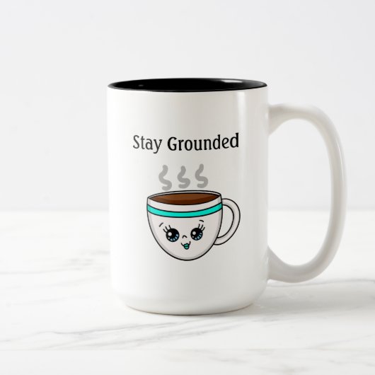 Bleibe Grounded, Niedlicher Kawaii Cartoon Kaffeec Zweifarbige Tasse (Rechts)