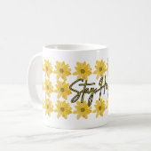 Bleibe Happy Blume Tasse (Vorderseite Links)