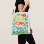 Bleibe Happy immer Motivierend Zitat Blumendesioo Tasche (Von Nahem)