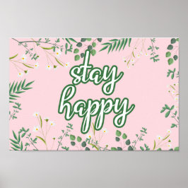 Bleibe Happy Pastel Floral Poster