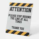 Bleibe hinter dem Line Pedestal-Zeichen Sockelschild (Vorderseite)