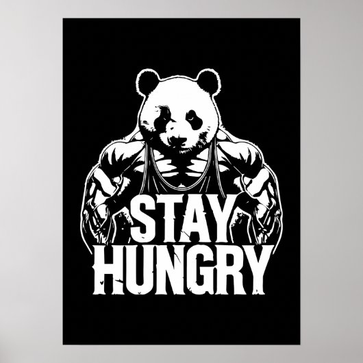 Bleibe Hunger, Gym Panda, Bodybuilding Motivierend Poster (Vorne)