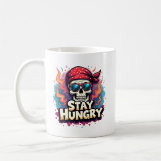 Bleibe Hungry Skull Bandana Hustler Grafik-T-Shirt Kaffeetasse