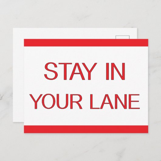 Bleibe in deinem Lane Funny Traffic Road Sign Postkarte (Vorne/Hinten)