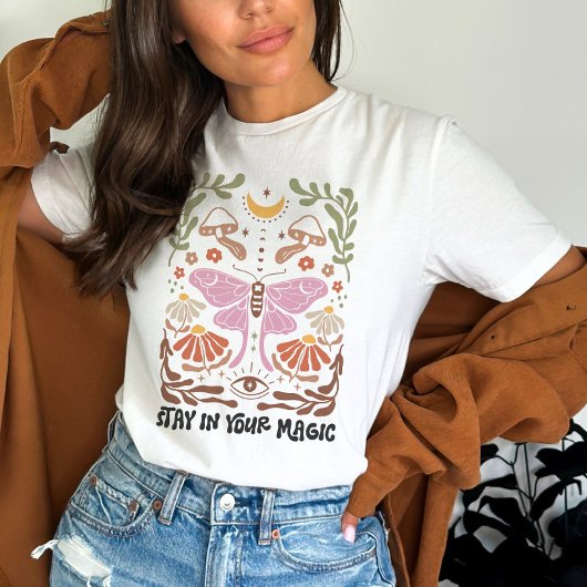 Bleibe in Deinem Zitat zum Blumenzauber T-Shirt