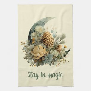 Bleibe in Magic Winter Moon Design Geschirrtuch