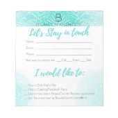 Bleibe in Touch Beauty Consultant BC- Kontaktkarte Notizblock (Vorderseite)