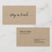Bleibe in Touch Elegante schwarze Schrift Kraft Telefonnummerkarte (Vorne/Hinten)