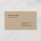 Bleibe in Touch Elegante schwarze Schrift Kraft Telefonnummerkarte (Rückseite)