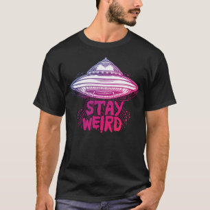 Bleibe komische Saucer-Außerirdischen bestehen aus T-Shirt
