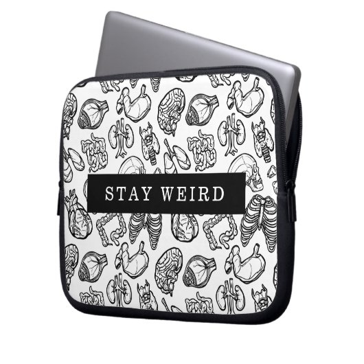 Bleibe komische Schwarz-Weiß-Anatomie-Biologie Laptopschutzhülle (Vorderseite Links)