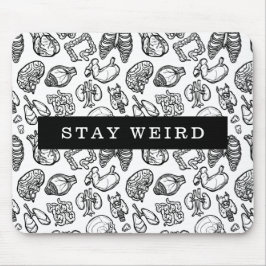 Bleibe komische Schwarz-Weiß-Anatomie-Biologie Mousepad