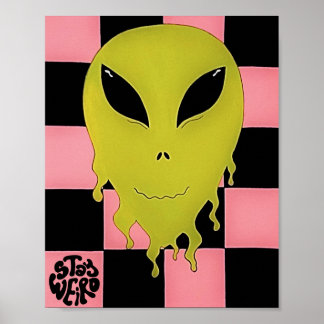 Bleibe komischer Trippy Alien Wall Art Poster