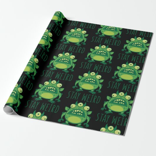 Bleibe komisches Alien Monster Geschenkpapier (Ungerollt)