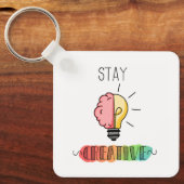 Bleibe kreativer Gehirnidee und Lichtblitzidee Schlüsselanhänger (Vorderseite)