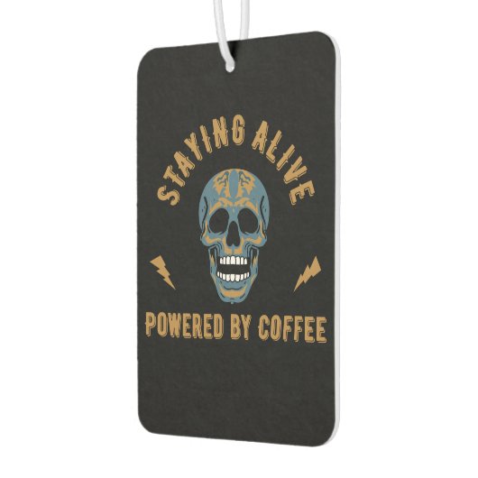Bleibe lebendig mit Kaffee versorgt - Schädelenerg Autolufterfrischer (Links)