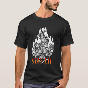 Bleibe Lit Occult Burning Church Satanic Gothic Pa T-Shirt