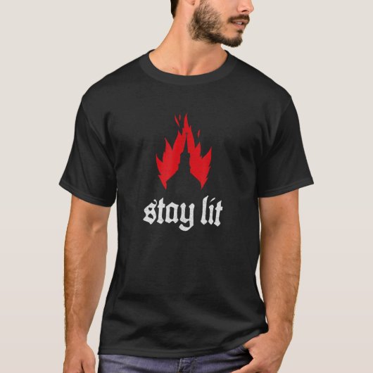 Bleibe Lit Occult Satan Devil Hell Goth Burning Ch T-Shirt (Vorderseite)