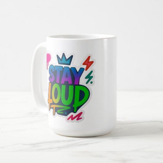 Bleibe Loud Graffiti Neon Artwork Kaffeetasse (Vorderseite Links)