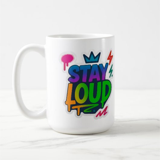 Bleibe Loud Graffiti Neon Artwork Kaffeetasse (Links)