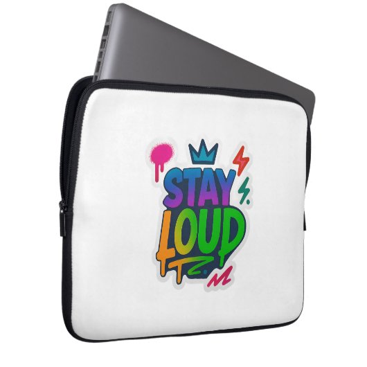 Bleibe Loud Graffiti Neon Artwork Laptopschutzhülle (Vorne Rechts)