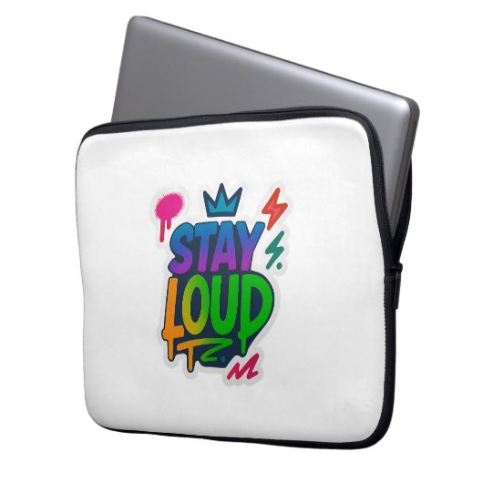 Bleibe Loud Graffiti Neon Artwork Laptopschutzhülle (Vorderseite Links)