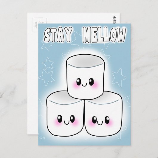 Bleibe Mellow Marshmallow Postkarte (Vorne/Hinten)