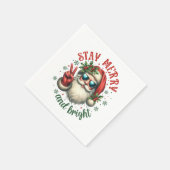 Bleibe Merry und Bright Cool Santa Serviette (Ecke)
