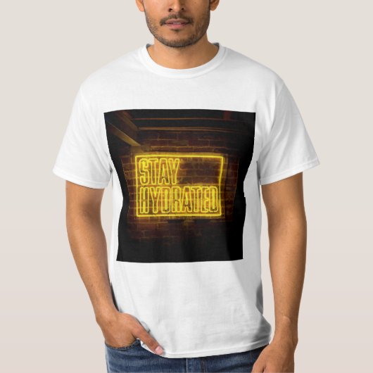 Bleibe Neon-Gelb-Zeichen T-Shirt (Vorderseite)
