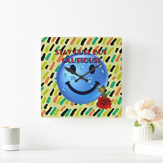 BLEIBE NIEDLICHE, ABER VORSICHTIGE Maueruhr! Quadratische Wanduhr (Zuhause)