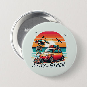 Bleibe On Beach - Retro Vibes - Skelett Button