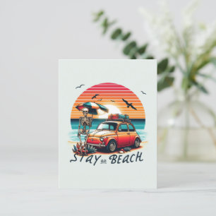Bleibe On Beach - Retro Vibes - Skelett Postkarte