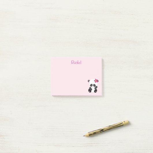 Bleibe Panda Pink Post-it Klebezettel (Auf Schreibtisch)