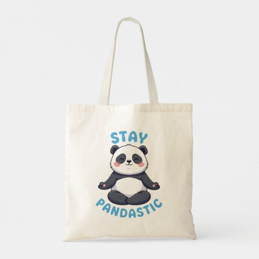 Bleibe Pandastic T - Shirt, Funny Panda Meditation Tragetasche (Rückseite)