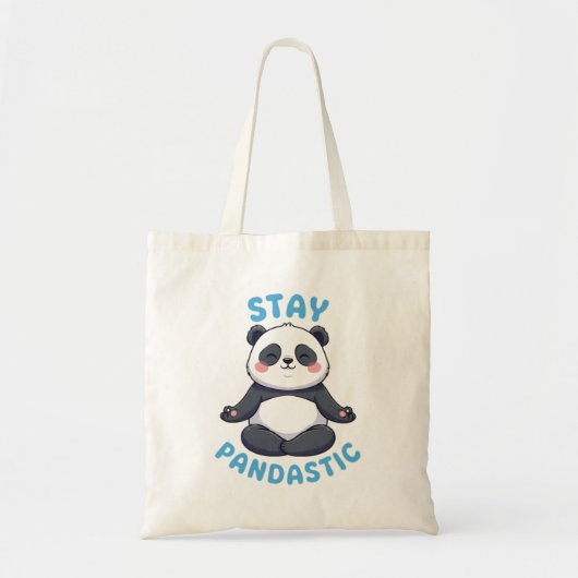 Bleibe Pandastic T - Shirt, Funny Panda Meditation Tragetasche (Vorne)