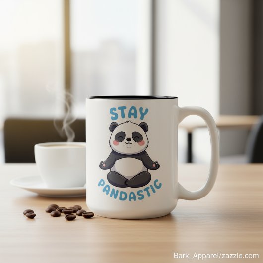 Bleibe Pandastic T - Shirt, Funny Panda Meditation Zweifarbige Tasse