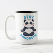 Bleibe Pandastic T - Shirt, Funny Panda Meditation Zweifarbige Tasse (Links)