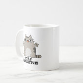Bleibe Paw-sitive Funny Cat Pun Kaffeetasse (Vorderseite Links)