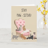 Bleibe Paw-sitive Positive Funny Cat Denken von di Karte (Gelbe Blume)