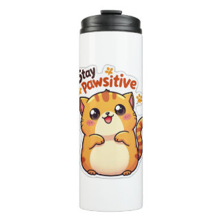 Bleibe Pawsitiv - Niedliche Kawaii Katze Wasser Fl Thermosbecher