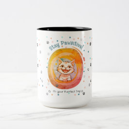 Bleibe Pawsitive Cat Tasse Minimalistische Geschen