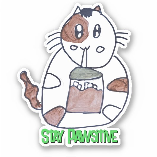 Bleibe Pawsitive Funny Cat Cartoon Notebook Aufkleber (Vorderseite)